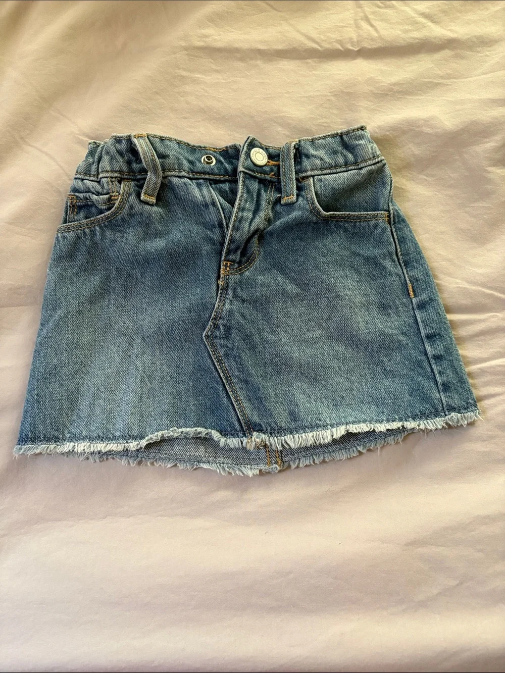 Old Navy Light Blue Denim Skirt with Frayed Hem